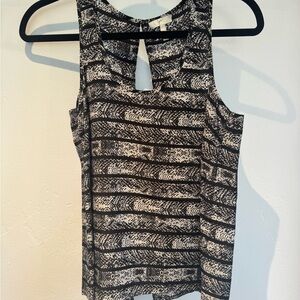 Joie Cream and White Sleeveless Cut Out Tank Top